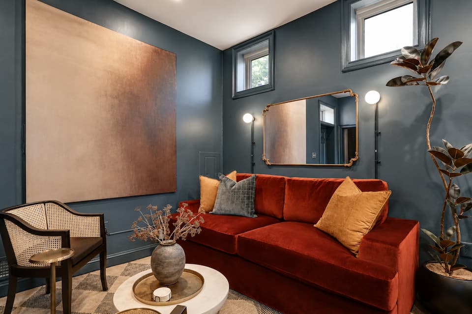 Living room detail at the Carriage House